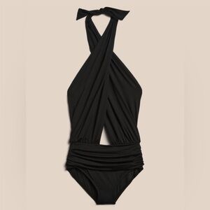Banana Republic Black Halter One-Piece Swimsuit